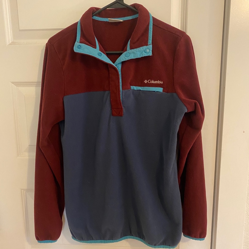Columbia classic color-block snap neck pullover fleece M